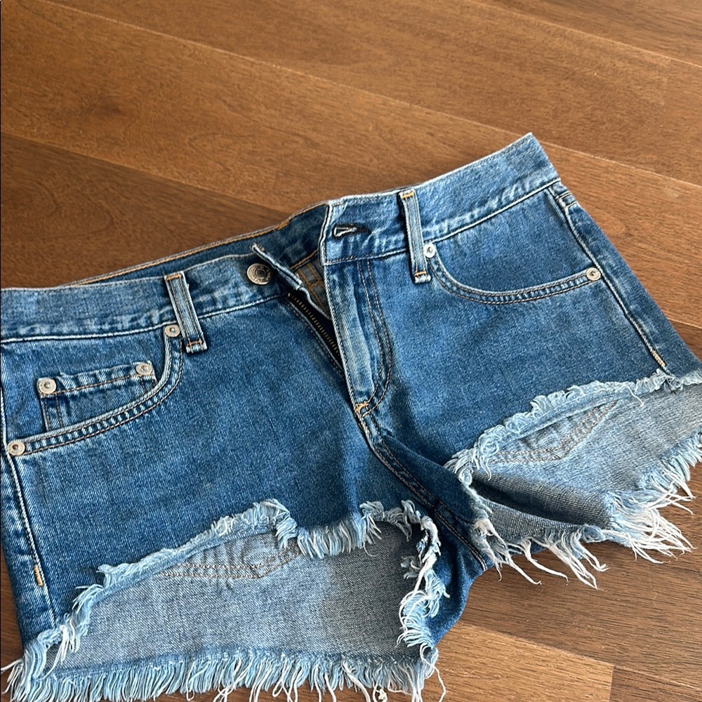 Rag and Bone Denim Blue Frayed Women's Shorts